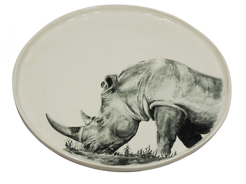 Handmade Ceramic Safari Rhino Platter